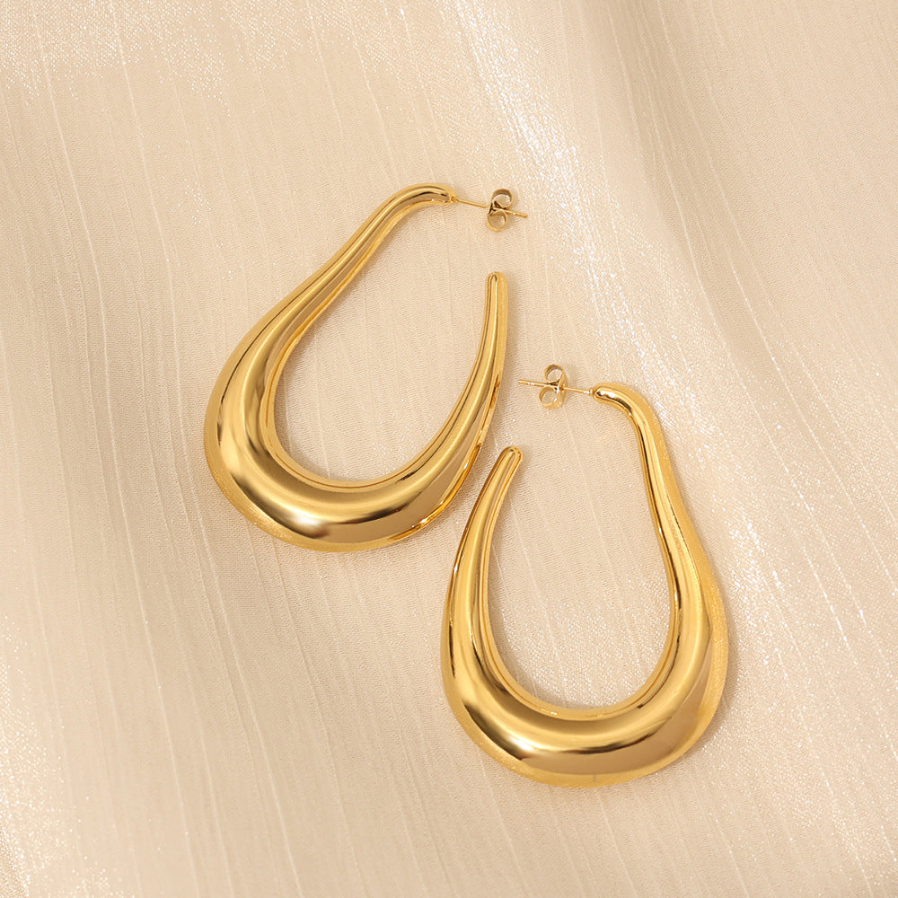 Sculpted U Shape Hoop Earrings
