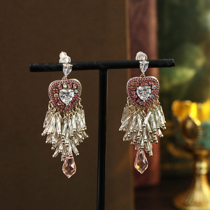 Romantic Heart Tassel Earrings