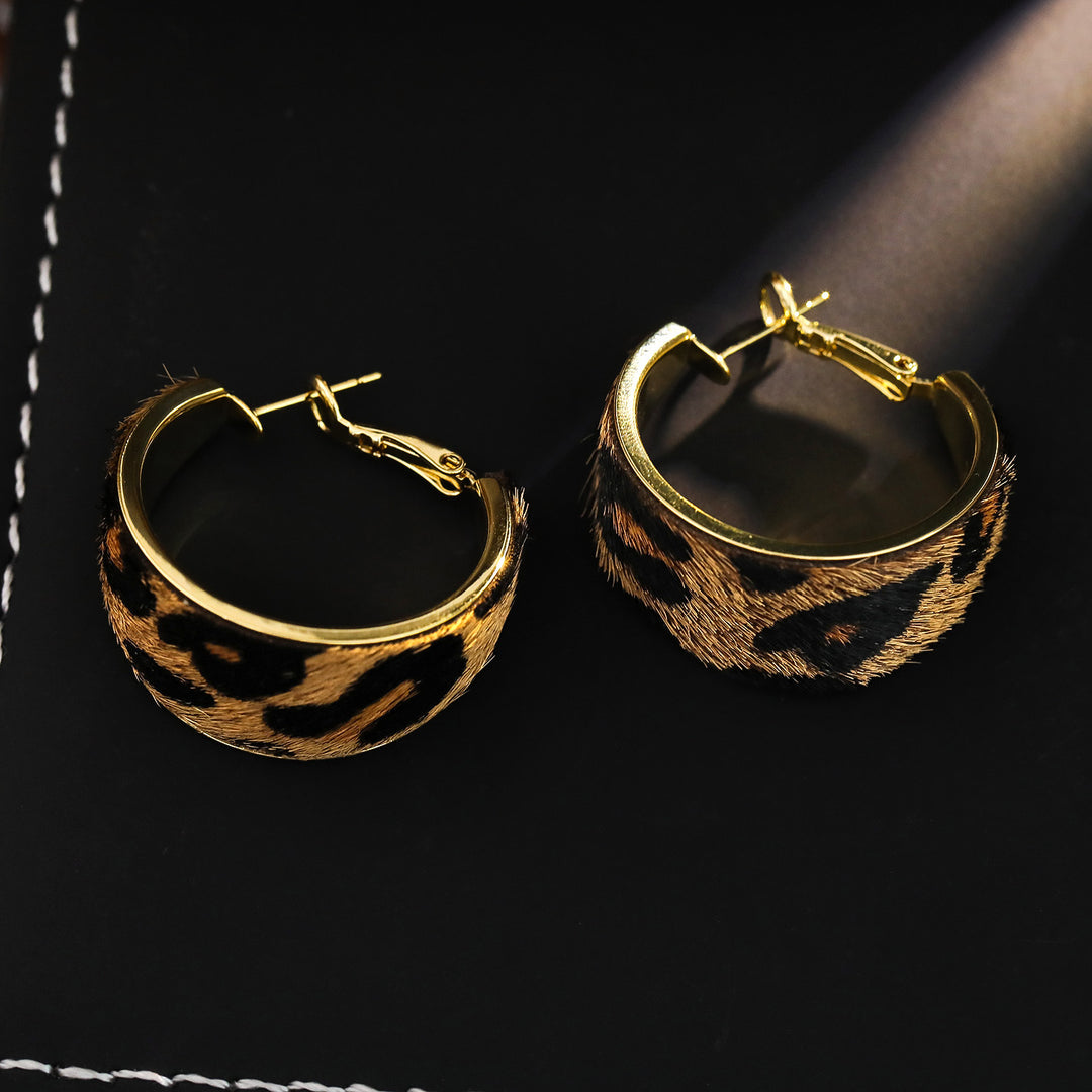 Leopard Print Wide Hoop Earrings