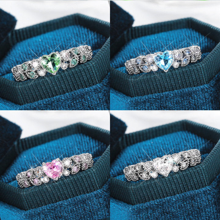 Heart Zircon Halo Ring for Women