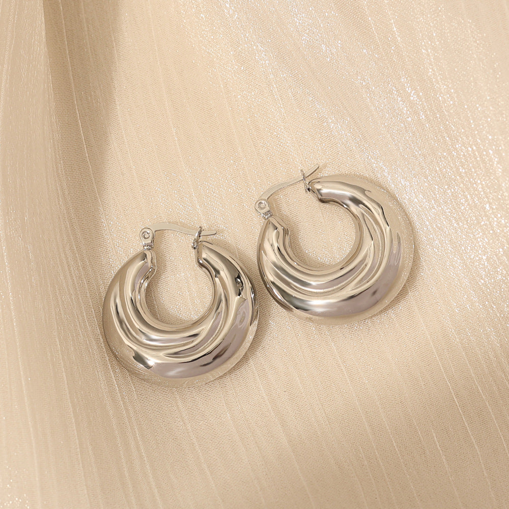 Sculpted Ripple Huggie Hoop Earrings