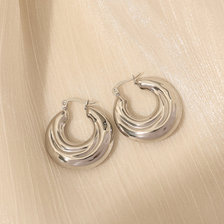Sculpted Ripple Huggie Hoop Earrings