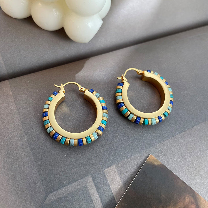 Turquoise Beaded Everyday Hoop Earrings