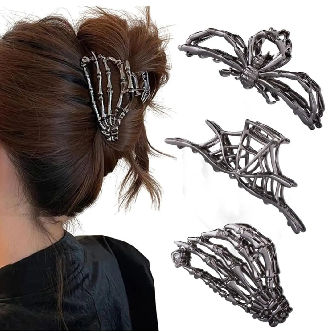 Halloween Spider Skeleton Hand Hair Claw Set