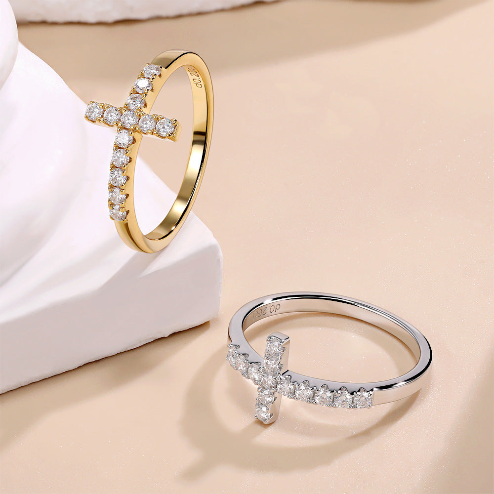 Side Cross Faith Statement Ring