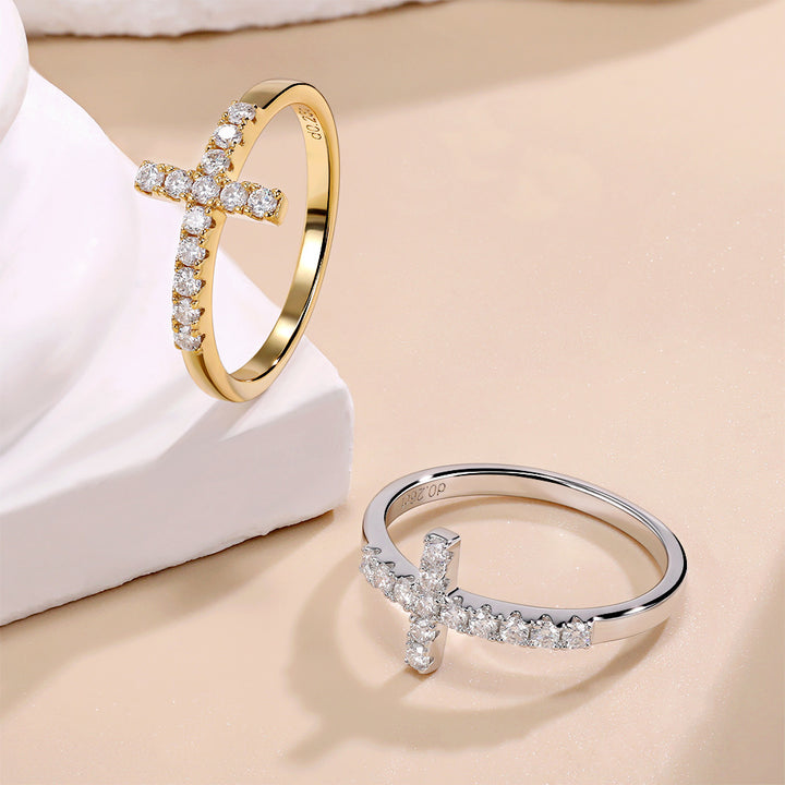 Side Cross Faith Statement Ring