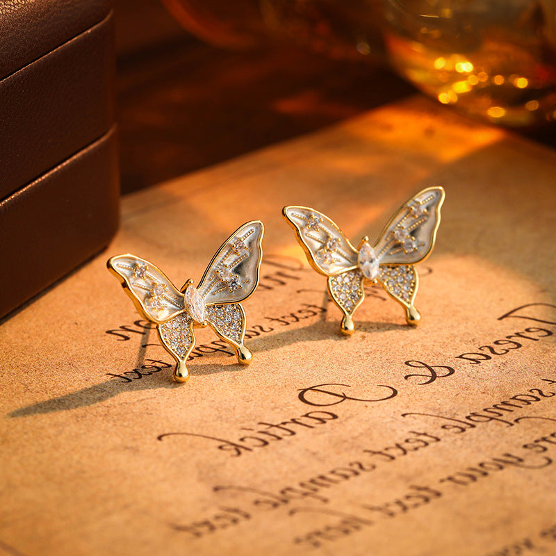 Butterfly Wing Sparkle Stud Earrings