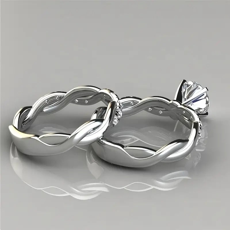Moissanite Twisted Ring Set