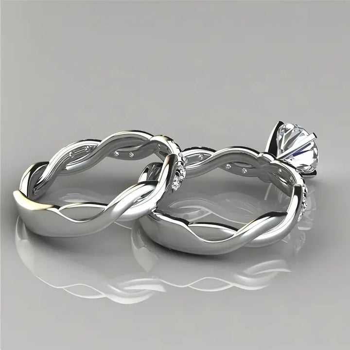 Moissanite Twisted Ring Set