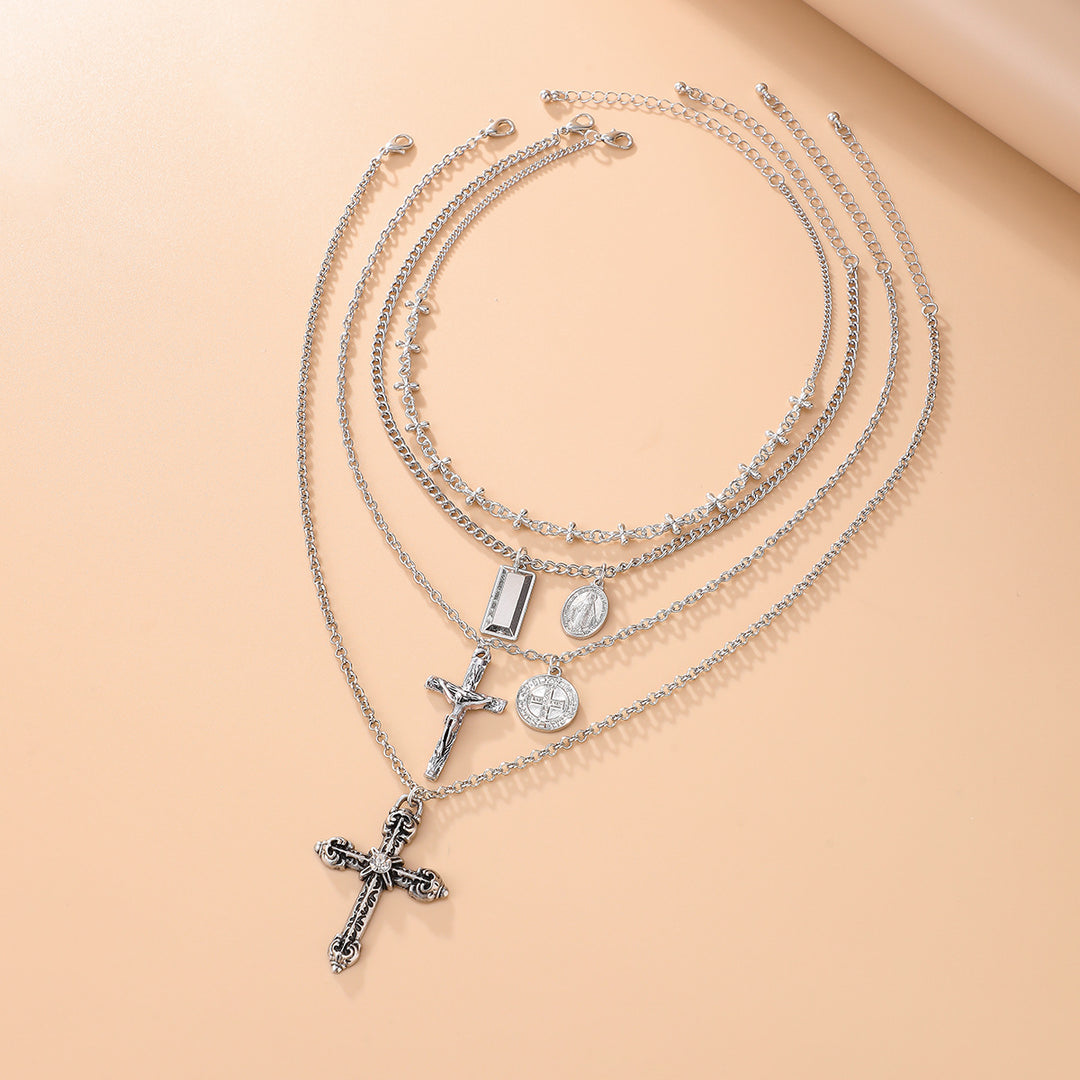 Layered Cross Necklace Everyday Style