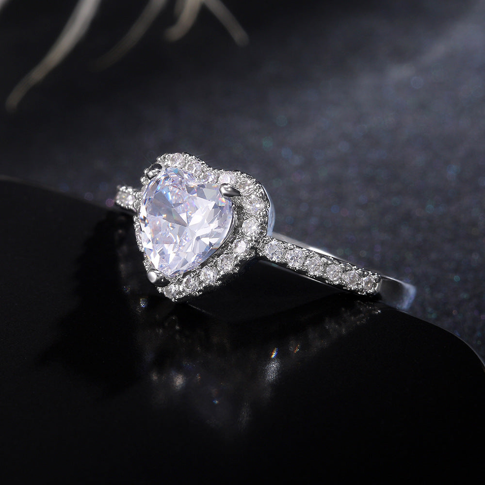 Heart Halo Zircon Statement Ring Daily Wear Jewelry