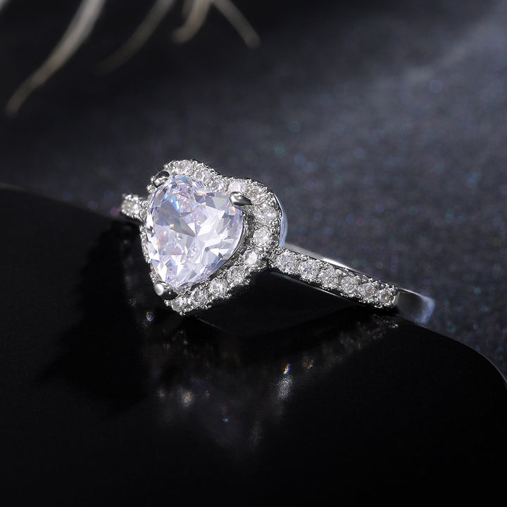 Heart Halo Zircon Statement Ring Daily Wear Jewelry