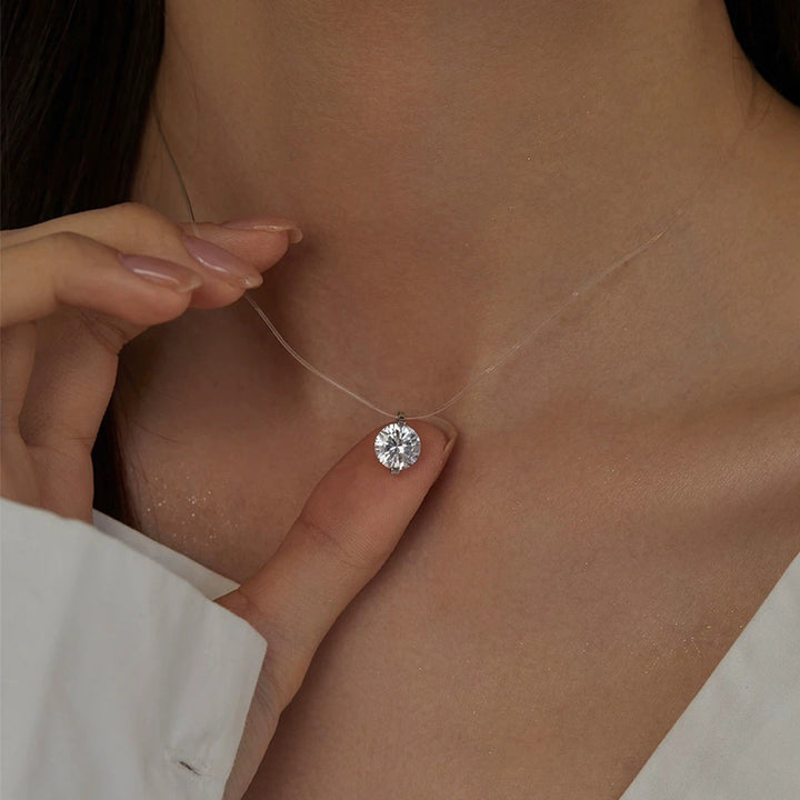 Floating Zircon Necklace Invisible Layering Chain