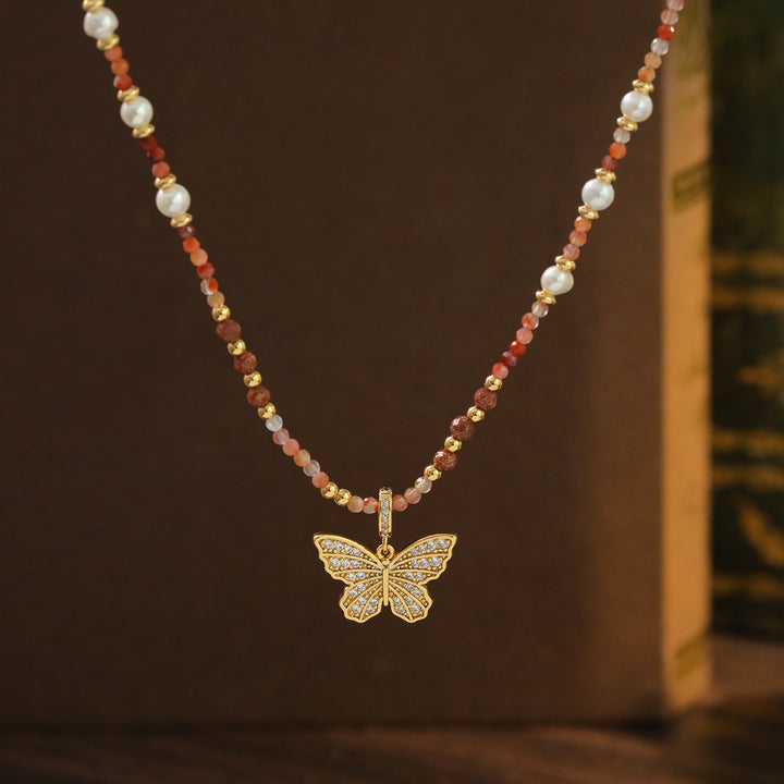 Romantic Butterfly Beaded Necklace