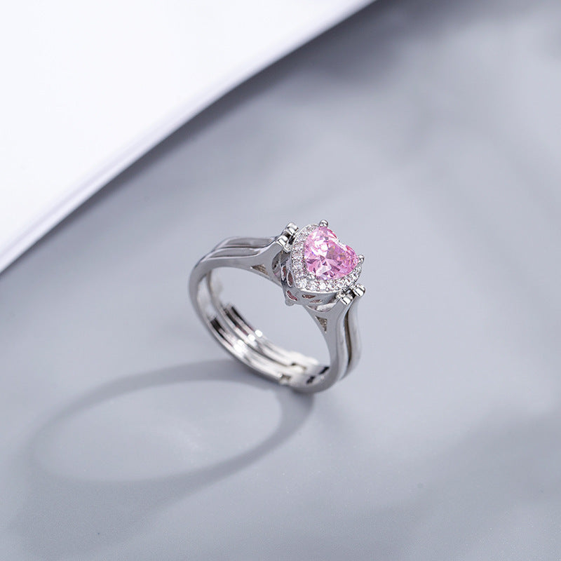 Flip Heart Dual Band Ring For Daily Personal Styling