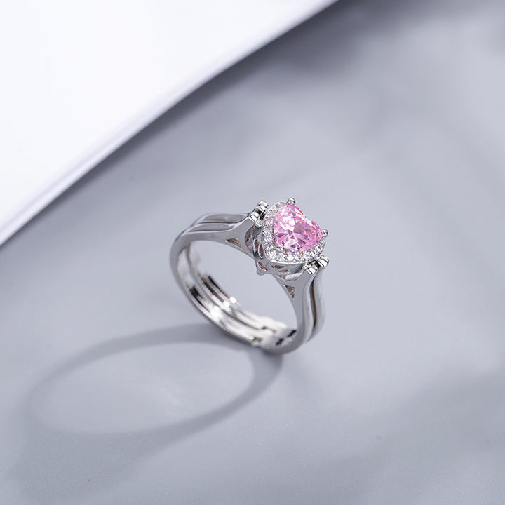 Flip Heart Dual Band Ring For Daily Personal Styling