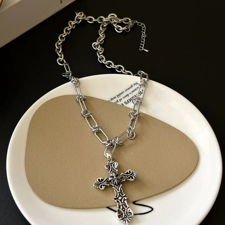 Punk-Style Cross Pendant Necklace
