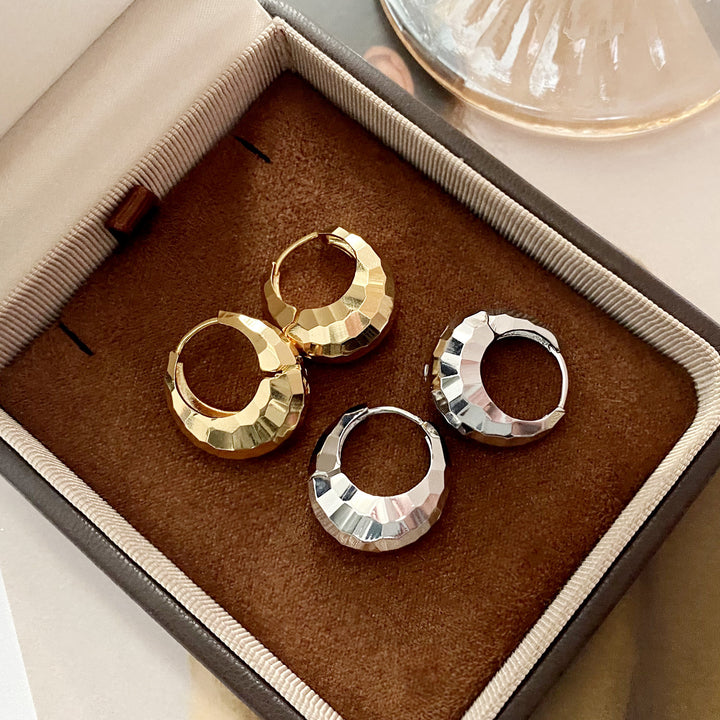 Faceted Geometric Huggie Hoop Earrings