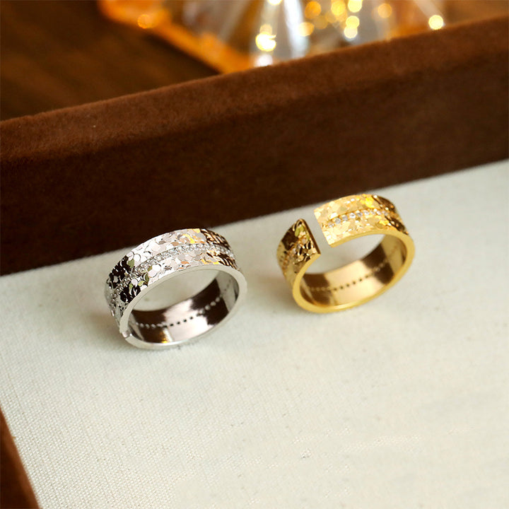 Hammered Open Band Statement Ring