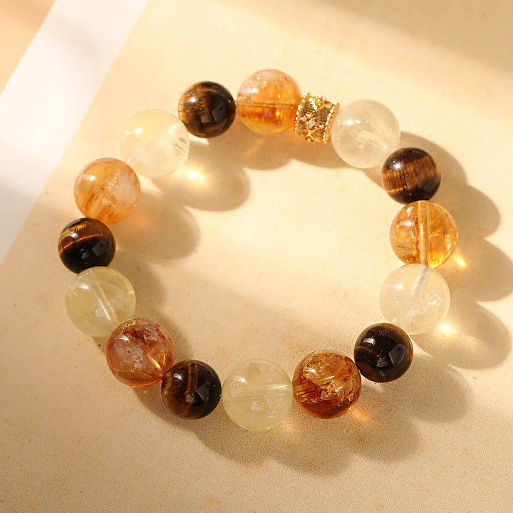 Natural Citrine Tiger Eye Stretch Bracelet
