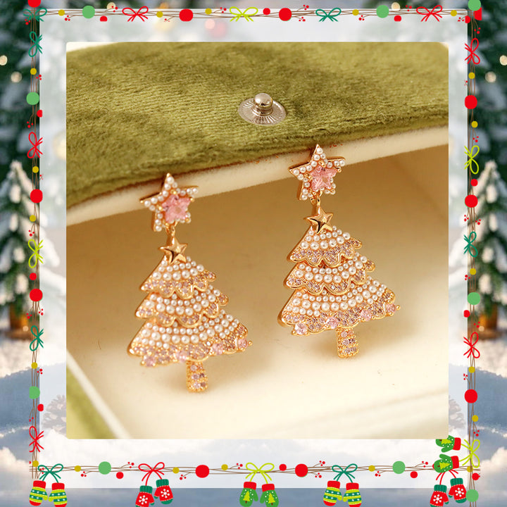 Pearl Christmas Tree Drop Earrings