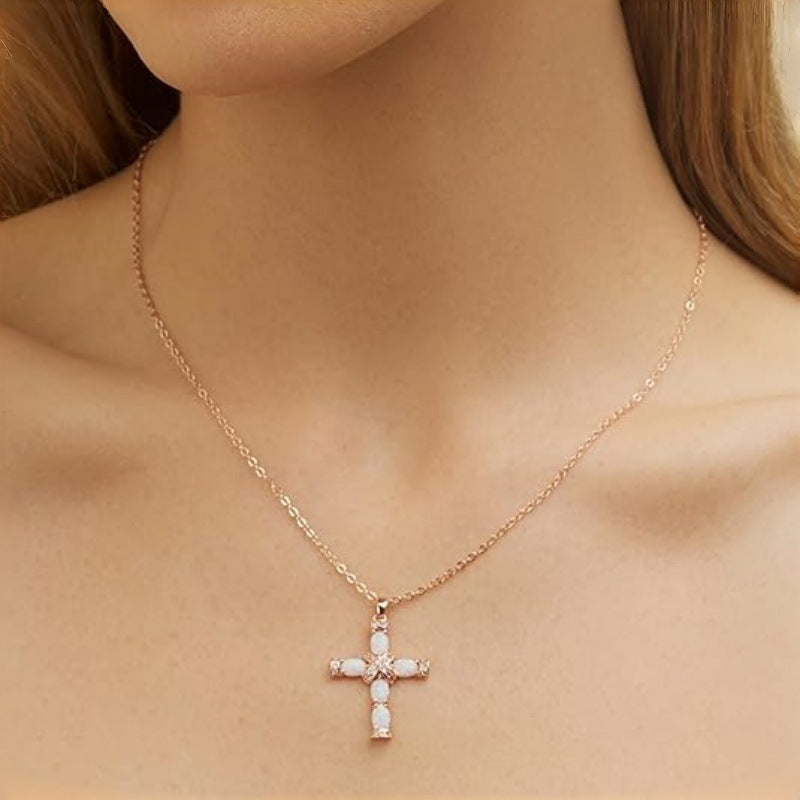 Stylish Colorful Cross Pendant Necklace