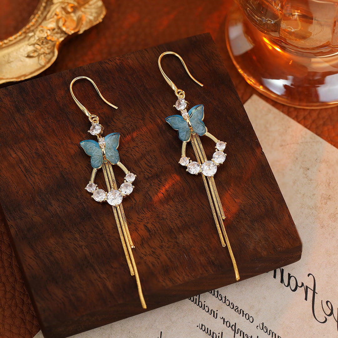 Butterfly Tassel Drop Earrings