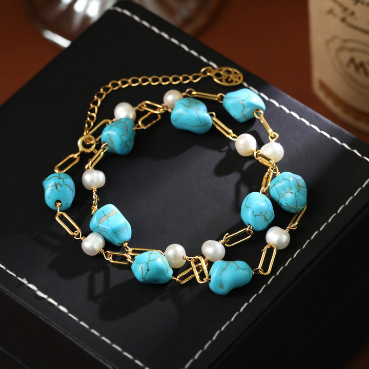 Bold Turquoise Pearl Link Necklace