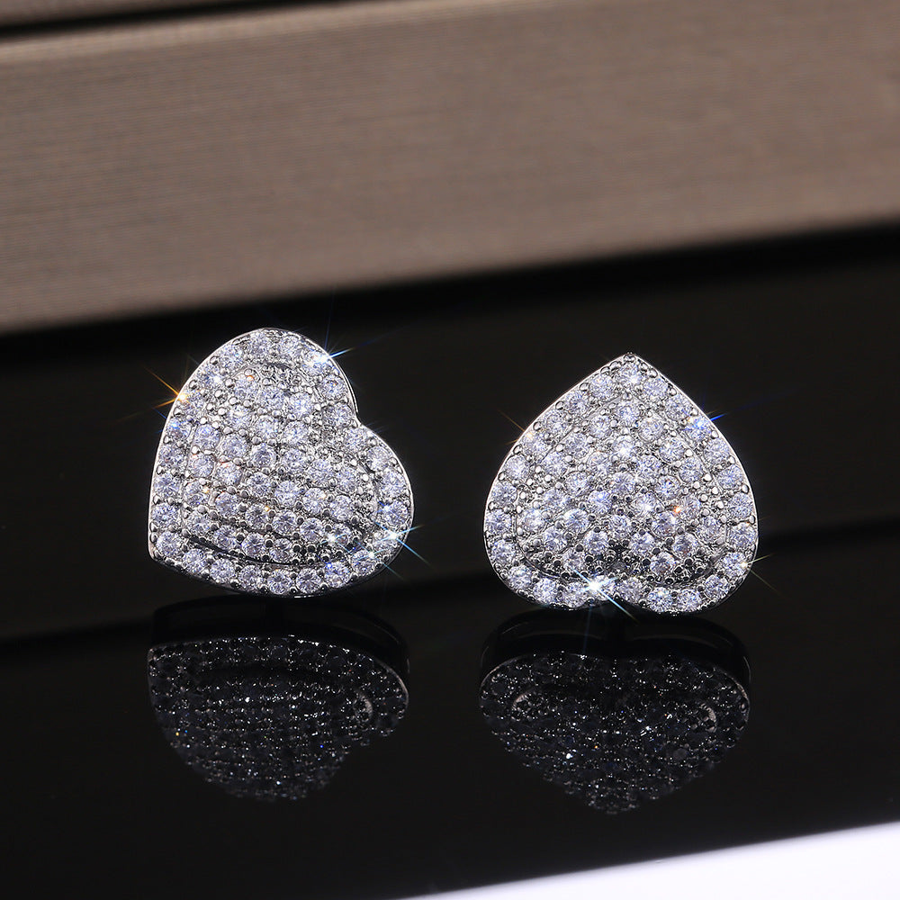 Pave Heart Stud Earrings Date Night Events