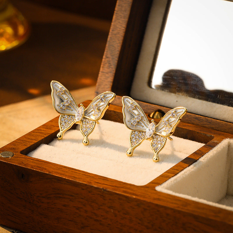 Butterfly Wing Sparkle Stud Earrings
