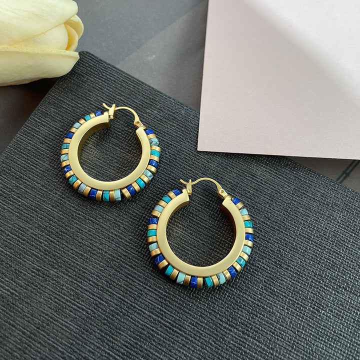 Turquoise Beaded Everyday Hoop Earrings