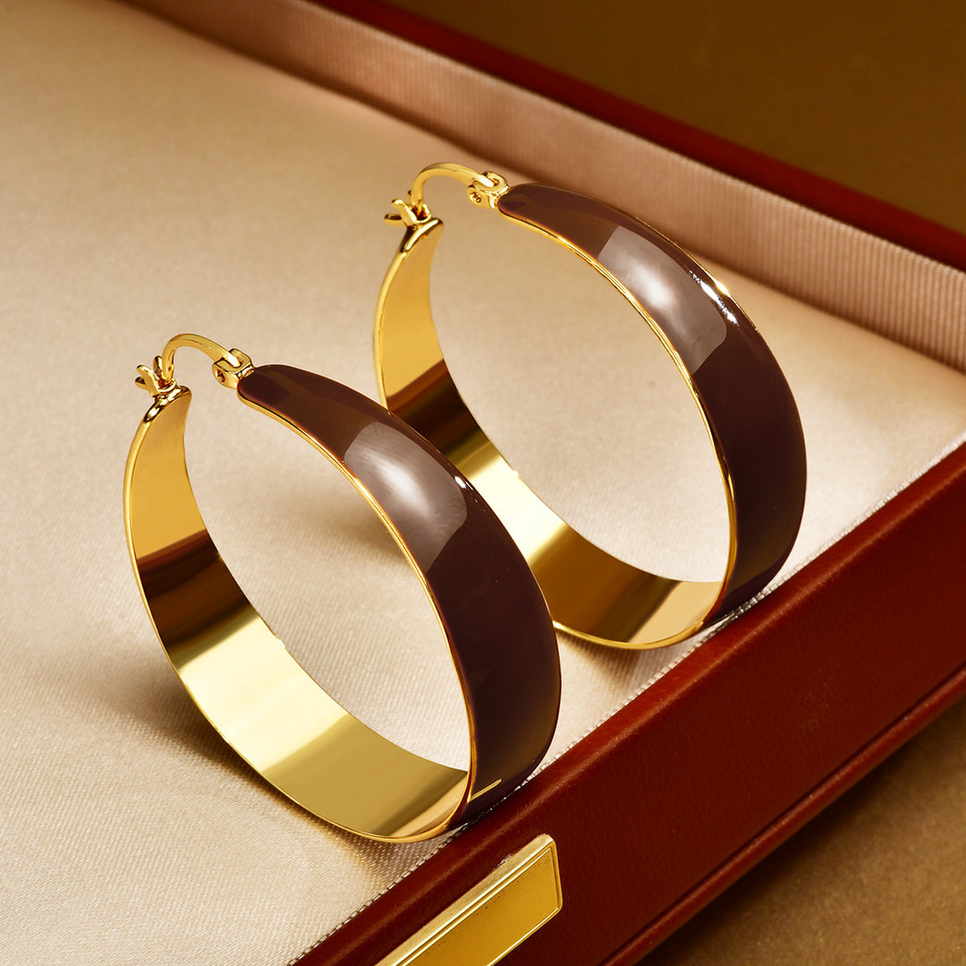 Enamel Wide Hoop Earrings
