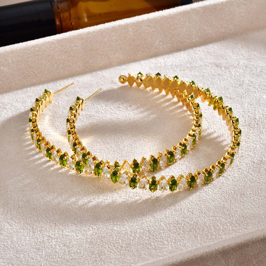 Marquise Crystal Statement Hoop Earrings