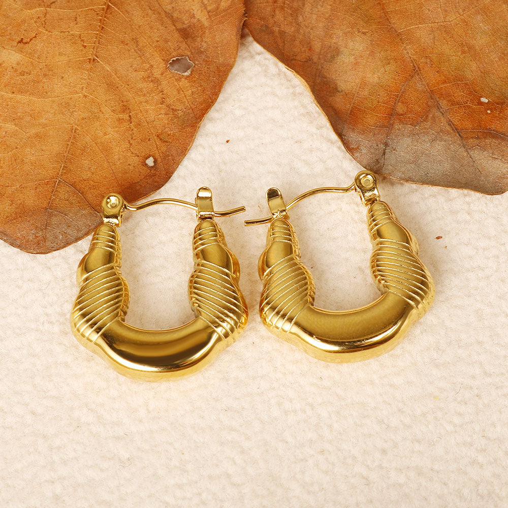 Gold Textured Sculpted Hoop Earrings