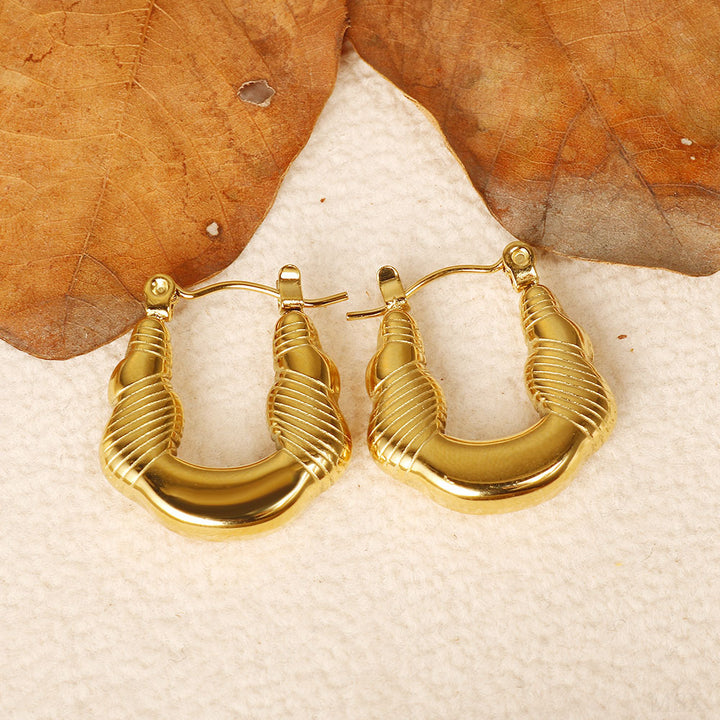 Gold Textured Sculpted Hoop Earrings