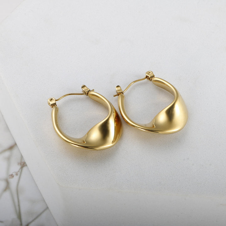 Sculpted Gold U Shape Hoop Earrings
