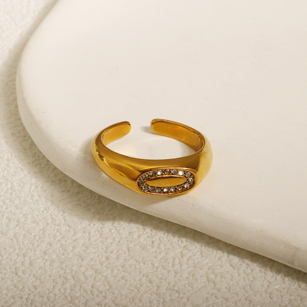 Oval Pavé Adjustable Statement Ring