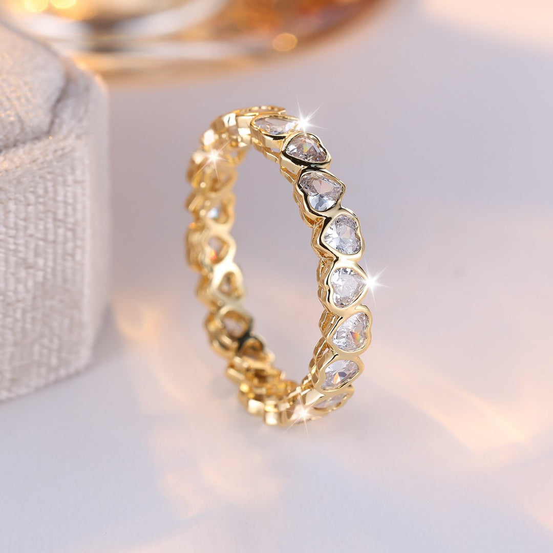 Heart Zircon Eternity Band Stackable Ring For Everyday Wear And Gifting
