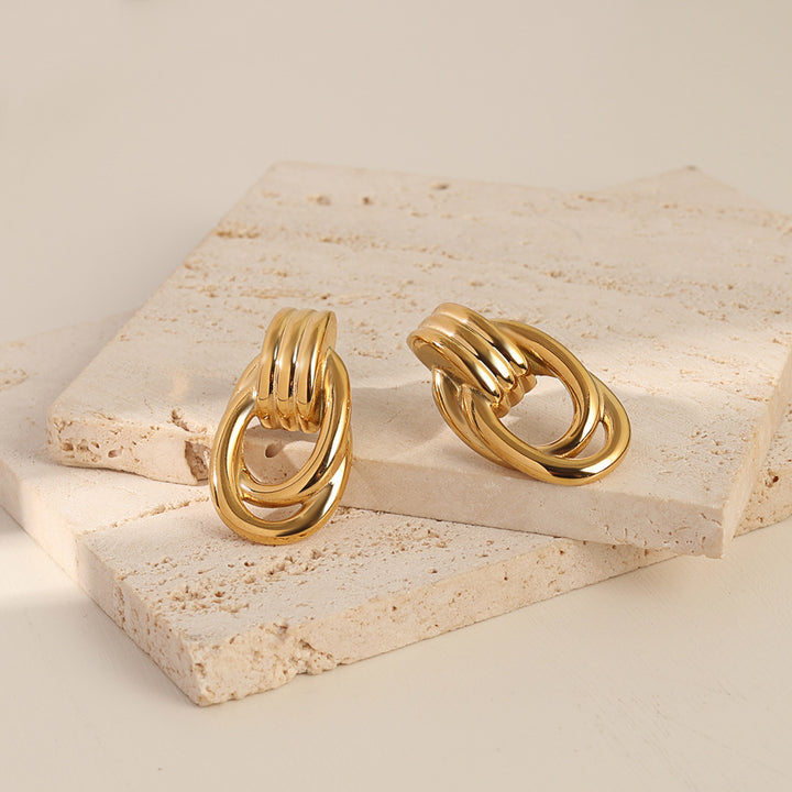 Sculpted Interlocking Double Hoop Earrings