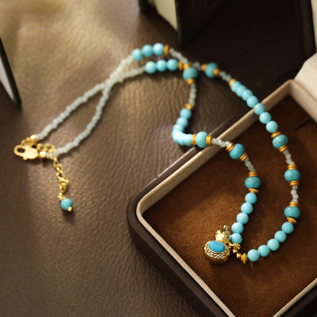 Turquoise Gourd Beaded Necklace