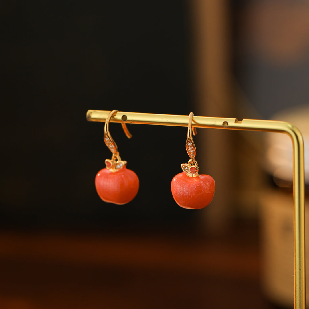 Sweet Apple Charm Necklace and Earrings