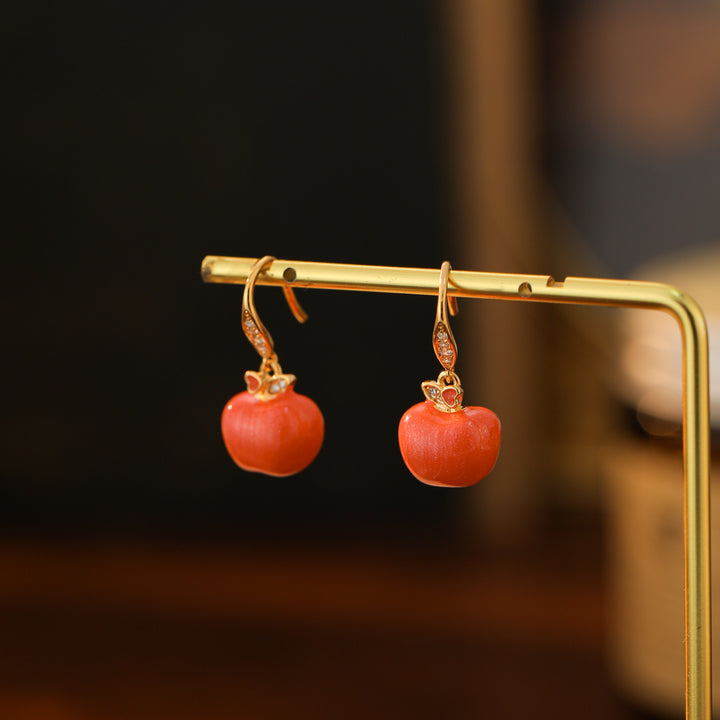 Sweet Apple Charm Necklace and Earrings