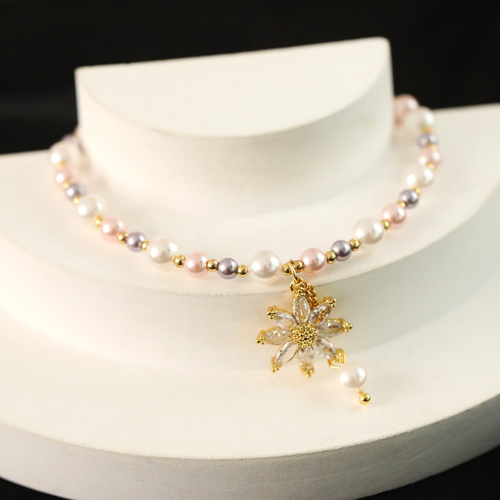 Sunflower Pearl Pendant Bracelet