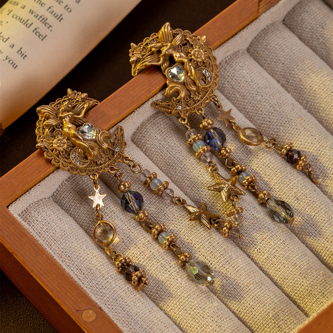 Angel Moon Celestial Tassel Earrings