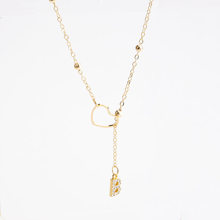 Heart Initial Zircon Lariat Necklace for Women