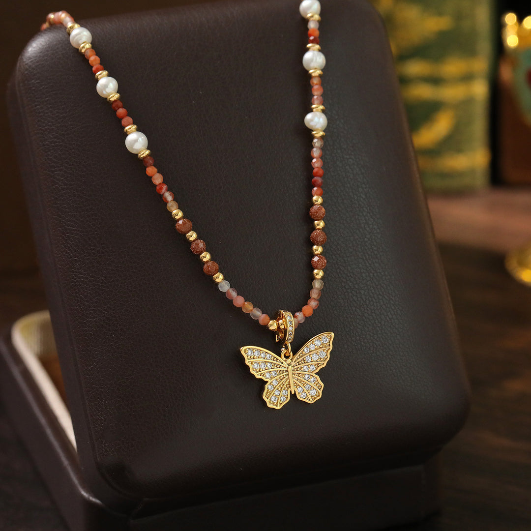 Romantic Butterfly Beaded Necklace
