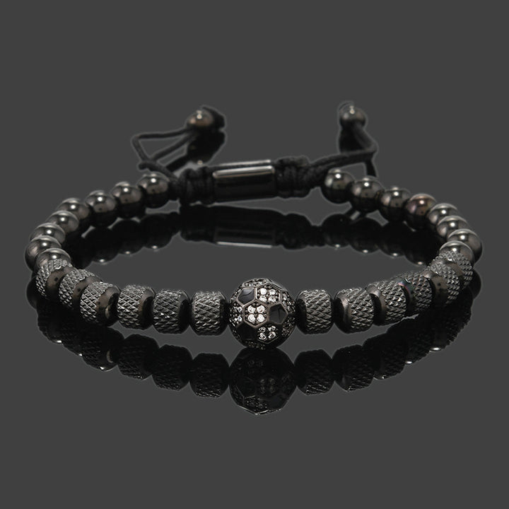 Men Stainless Steel Football Beaded Bracelet
