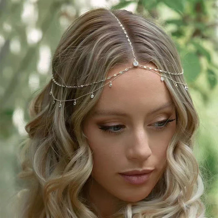 Dangling Chain Forehead Headpiece Wedding Bridal Accessory