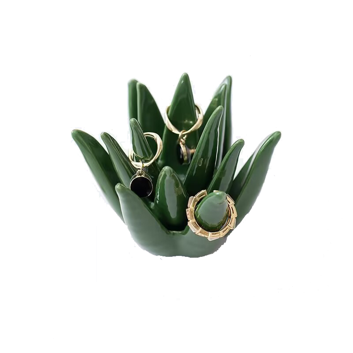 Aloe Ceramic Ring Tray Jewelry Storage Display Holder