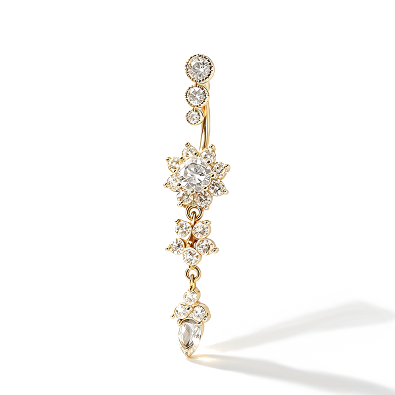 Flower Dangle Belly Ring Daily Body Piercing Jewelry